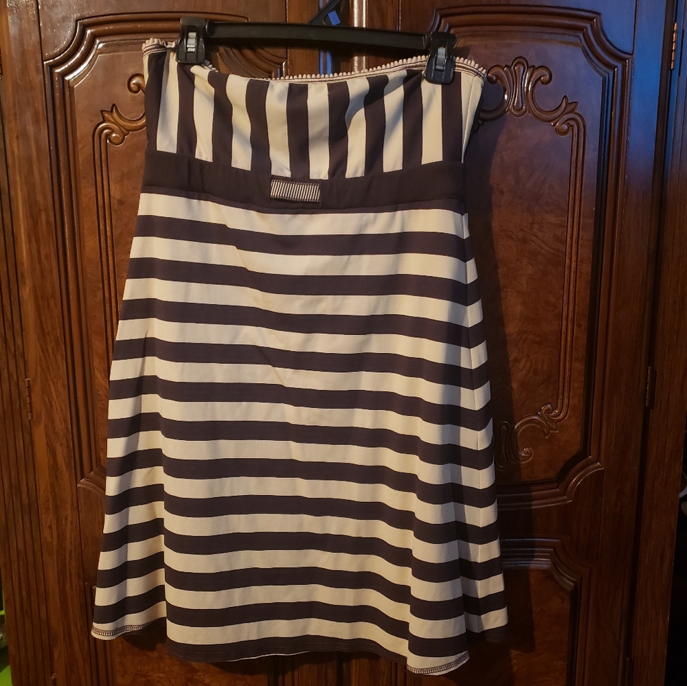 Becca striped strapless large swim cover-up dress